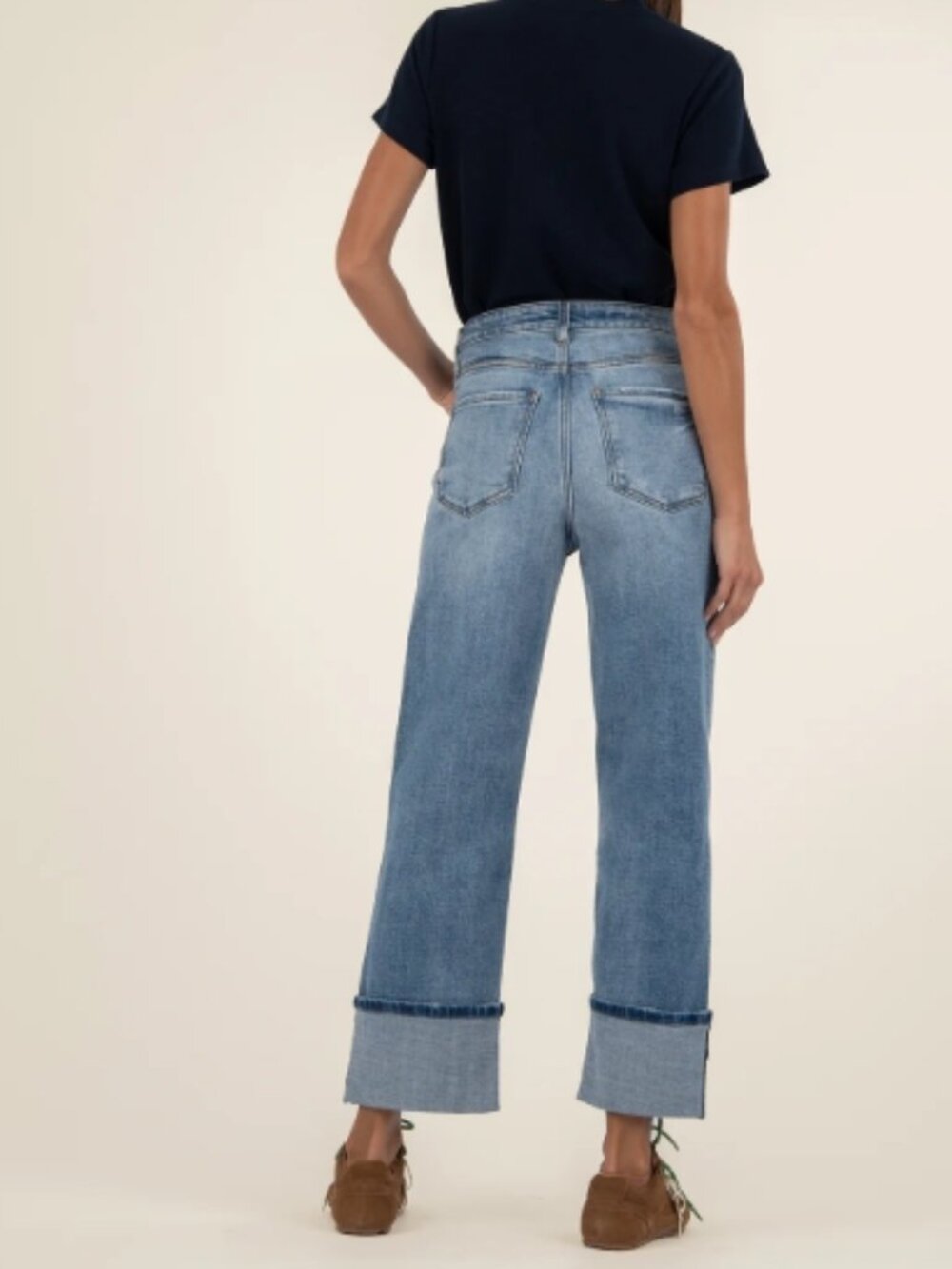 Kut from the Kloth Light Blue Wide Cuff Jeans - Picture 3 of 11